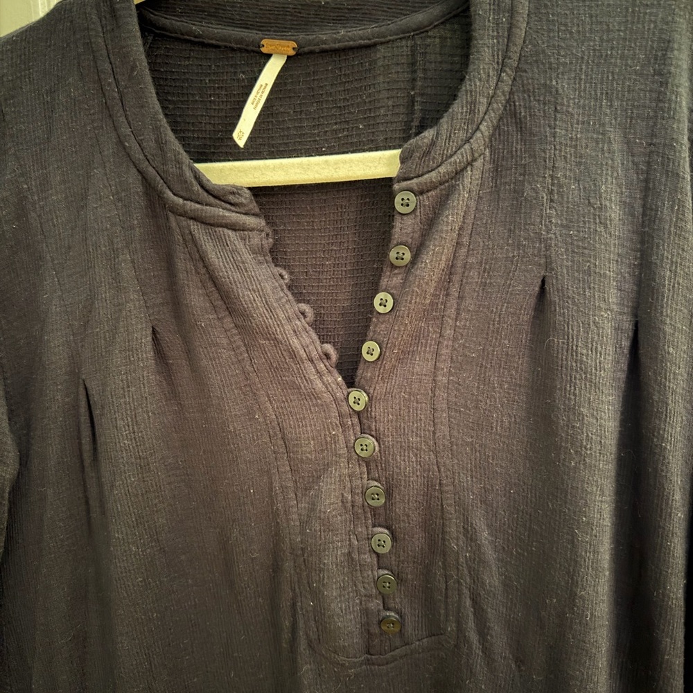 Free People Black Button-Up Tunic - Picture 2 of 4